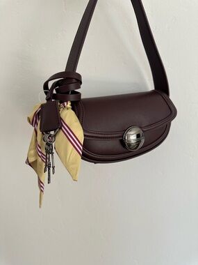 Steve Madden Women’s Dark Brown Leather Shoulder Bag with Silver Hardware